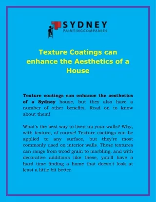 Texture Coatings can Enhance the Aesthetics of a House