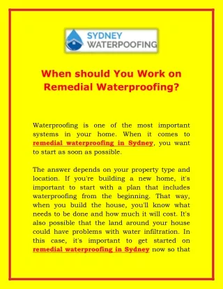When should You Work on Remedial Waterproofing?