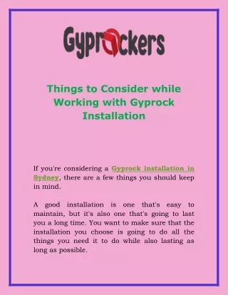 Things to Consider while Working with Gyprock Installation