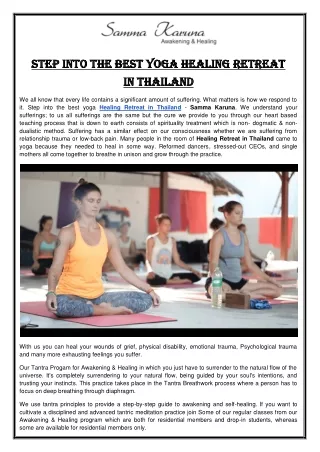 Healing Retreat in Thailand