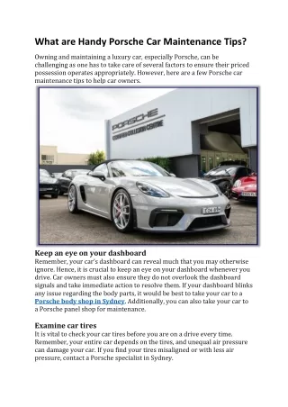 Handy Porsche car maintenance tips