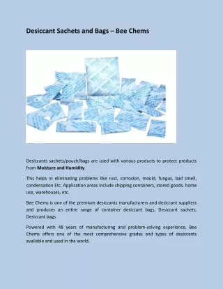 desiccant sachets and bags bee chems