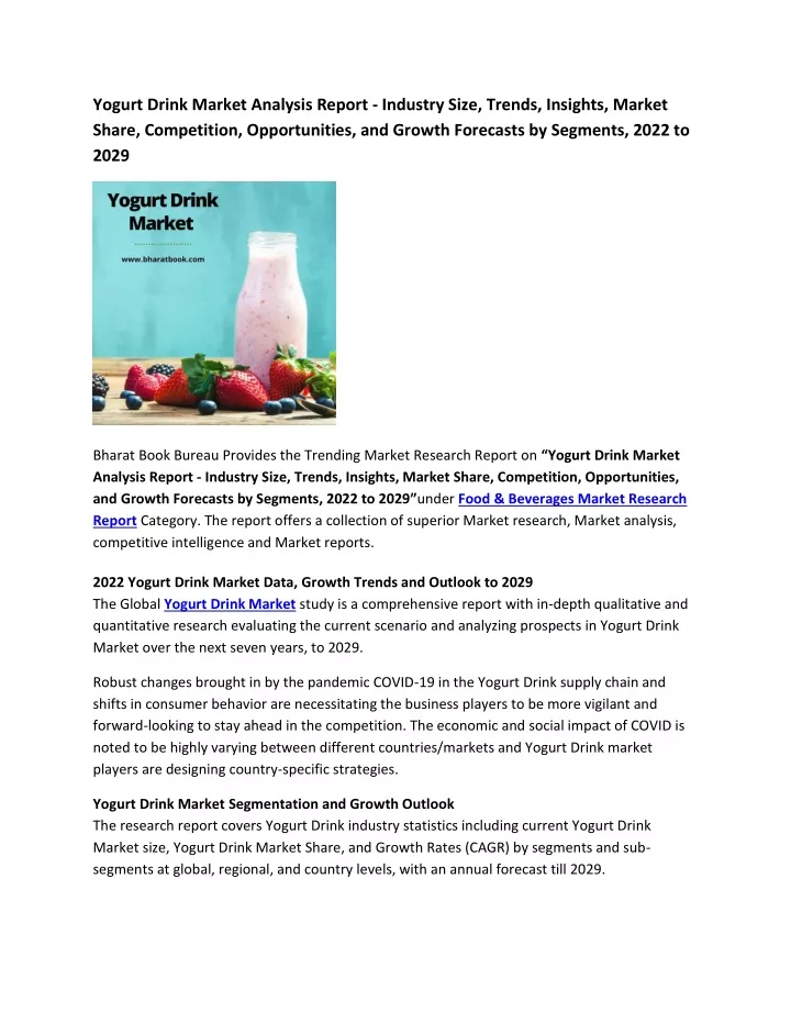 yogurt drink market analysis report industry size
