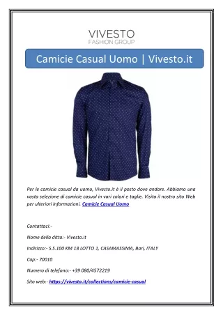 Camicie Casual Uomo | Vivesto.it
