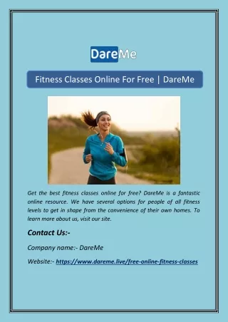 Fitness Classes Online For Free | DareMe