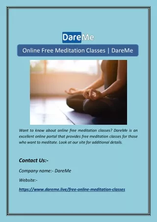 Online Free Meditation Classes | DareMe