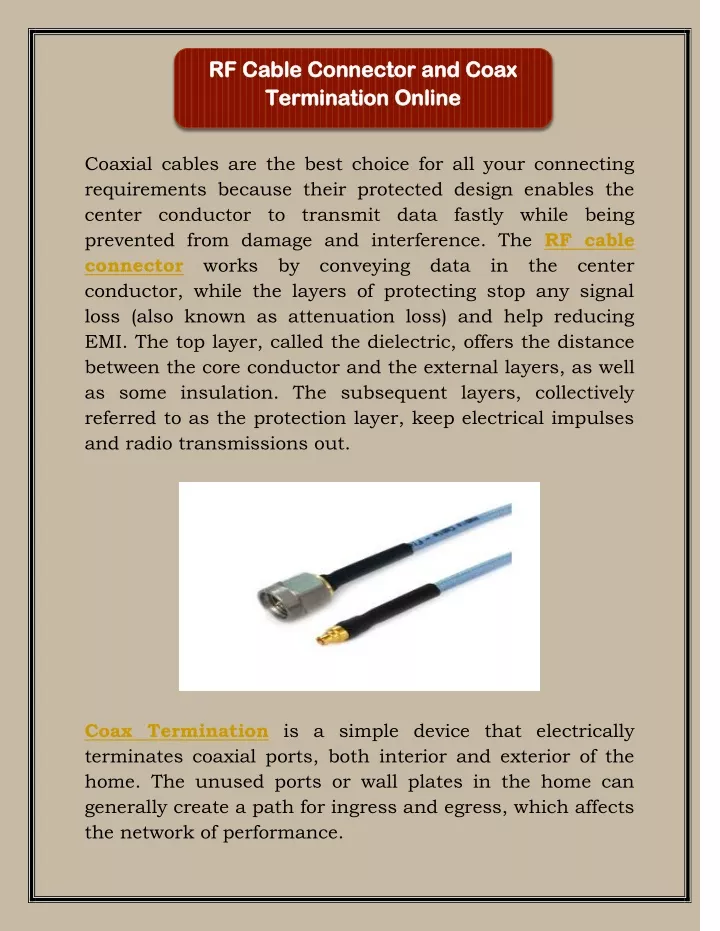 rf cable connector rf cable connector and coax