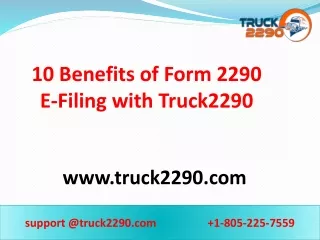 10 Benefits of Form 2290 E-Filing with Truck2290