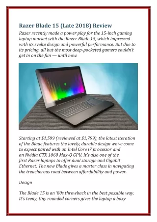 Razer Blade 15 (Late 2018) Review