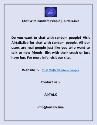 Chat With Random People Airtalk.live