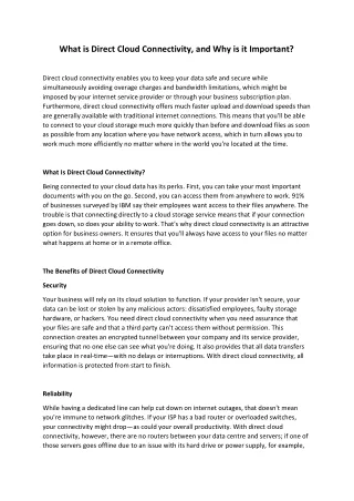 what is direct cloud connectivity