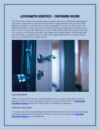 Locksmith service – choosing guide