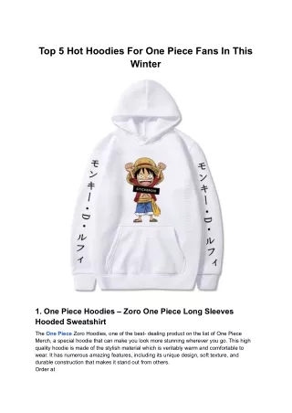 Top 5 Hot Hoodies For One Piece Fans In This Winter