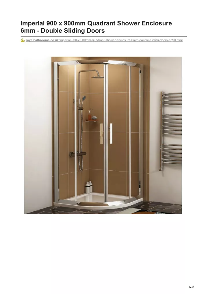 imperial 900 x 900mm quadrant shower enclosure