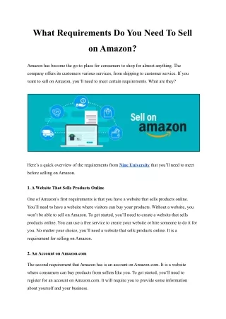 What Requirements Do You Need To Sell on Amazon