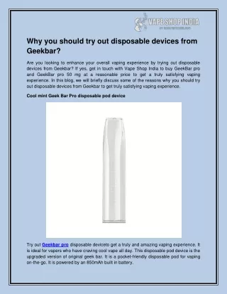why you should try out disposable devices from