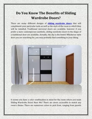 Do You Know The Benefits of Sliding Wardrobe Doors