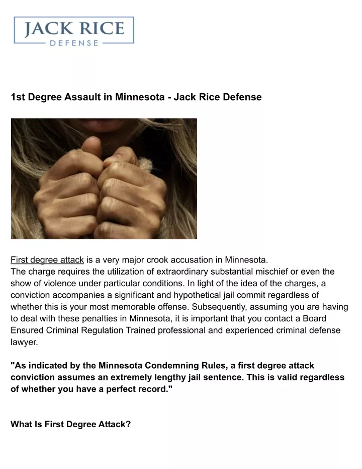 1st degree assault in minnesota jack rice defense
