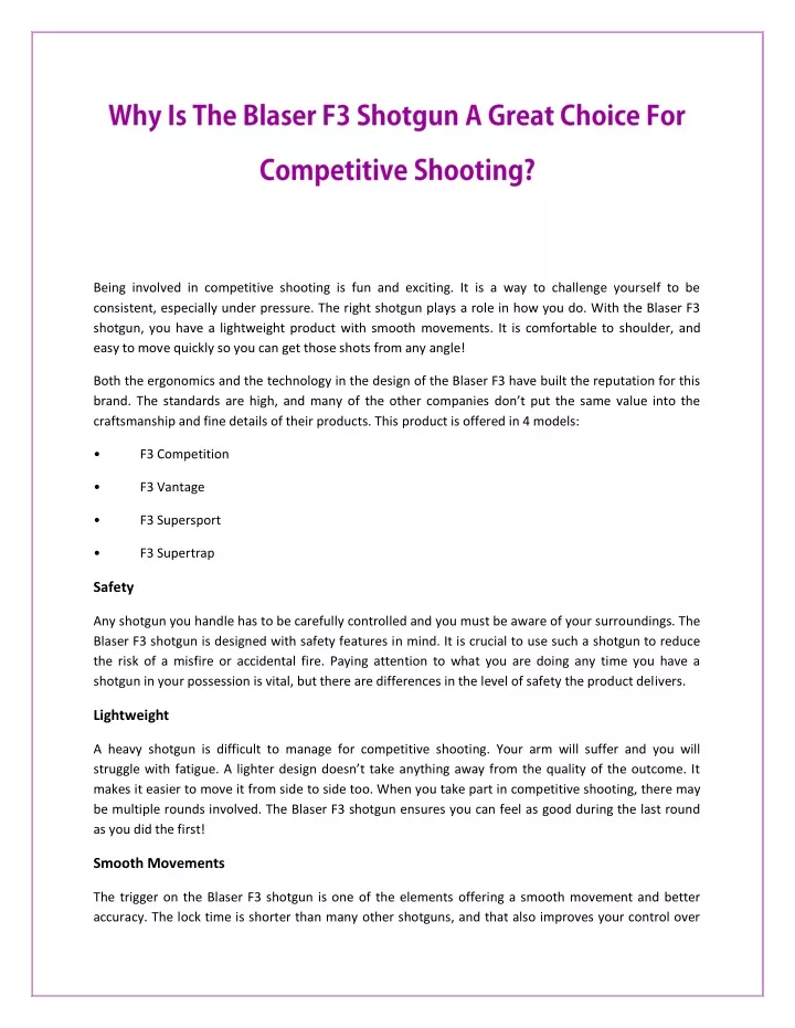 being involved in competitive shooting