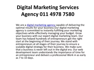 digital marketing services agency 011 4978 7580