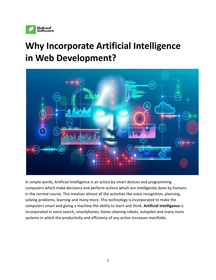 why incorporate artificial intelligence