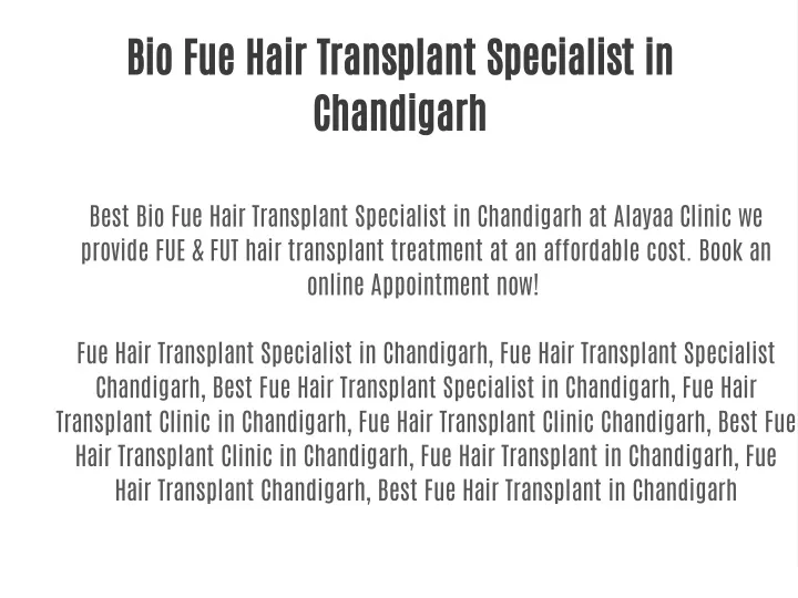 bio fue hair transplant specialist in chandigarh