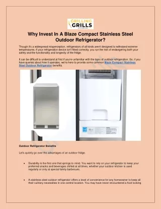 Best Product- Blaze Compact Stainless Steel Outdoor Refrigerator