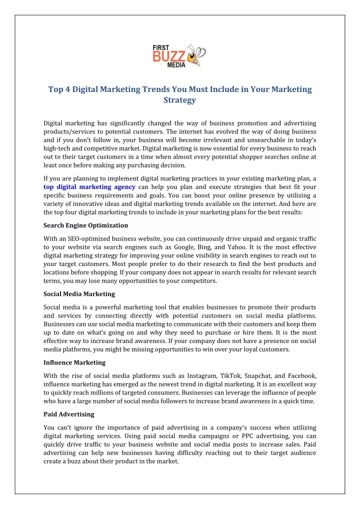 top 4 digital marketing trends you must include