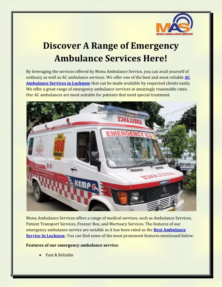 discover a range of emergency ambulance services