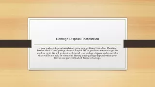 Garbage Disposal Installation PPT