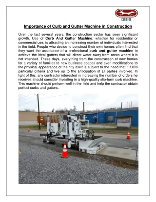 importance of curb and gutter machine