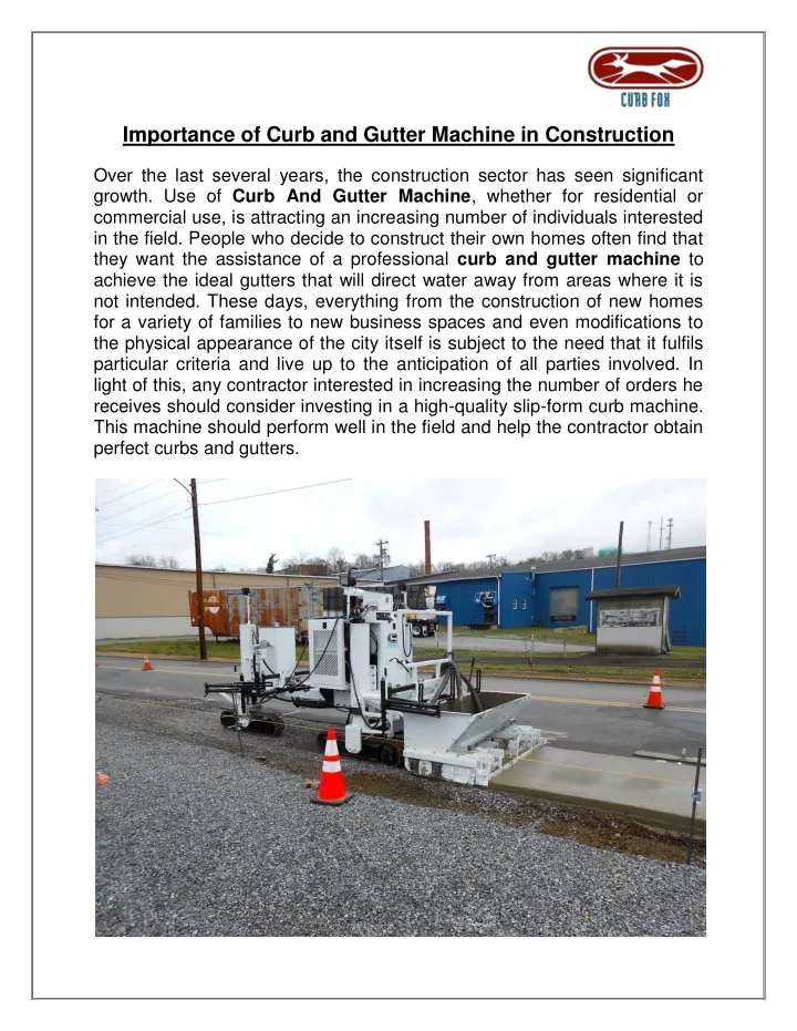 importance of curb and gutter machine