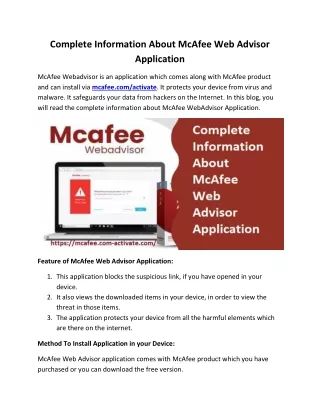 complete information about mcafee web advisor