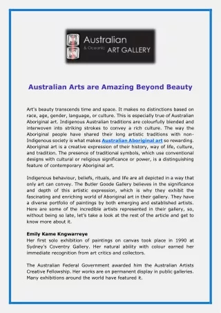 Australian Arts are Amazing Beyond Beauty