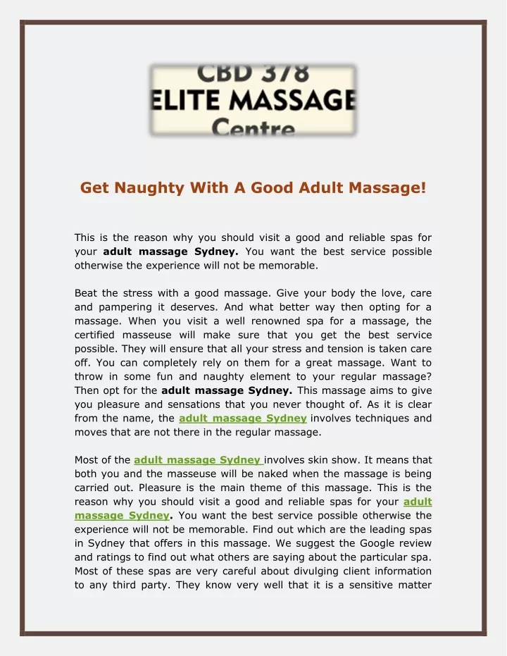 get naughty with a good adult massage