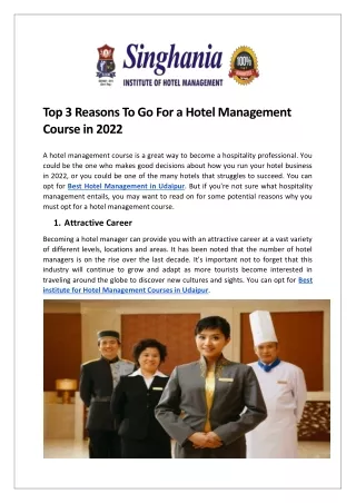 Top 3 Reasons To Go For a Hotel Management Course in 2022