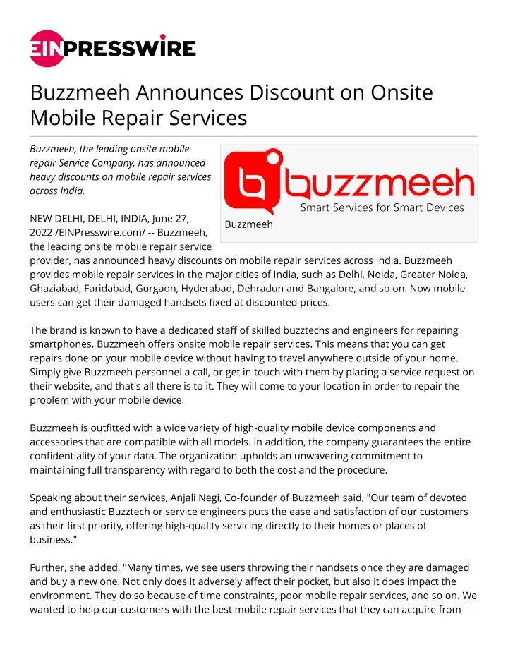 buzzmeeh announces discount on onsite mobile