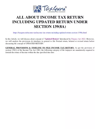 all about income tax return including updated