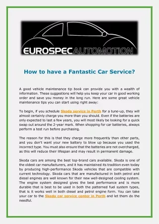 how to have a fantastic car service