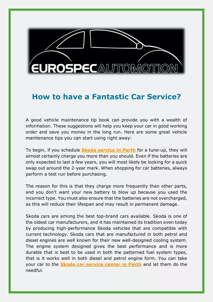 how to have a fantastic car service