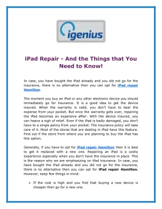 iPad Repair - And the Things that You Need to Know
