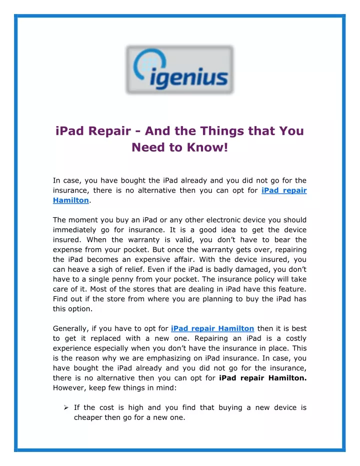 ipad repair and the things that you need to know