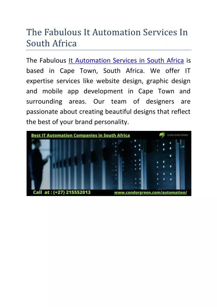 the fabulous it automation services in south