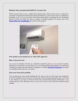Reasons why you must not install AC on your own