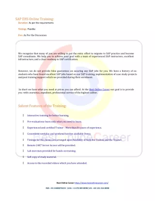 sap ehs online training duration