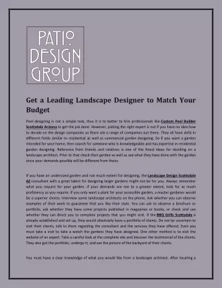 get a leading landscape designer to match your