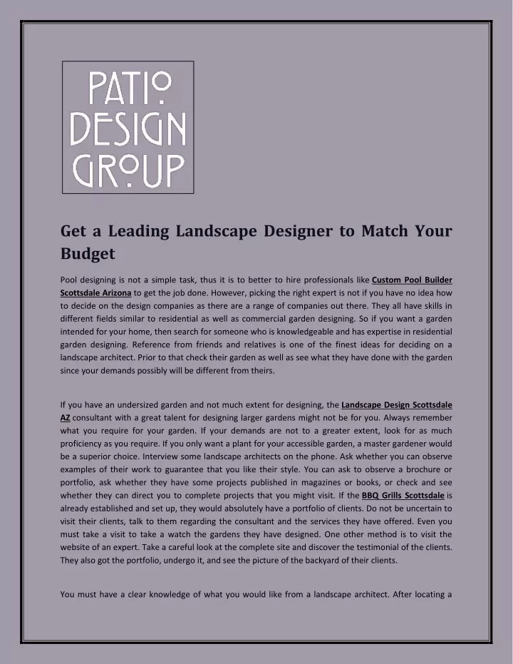 get a leading landscape designer to match your