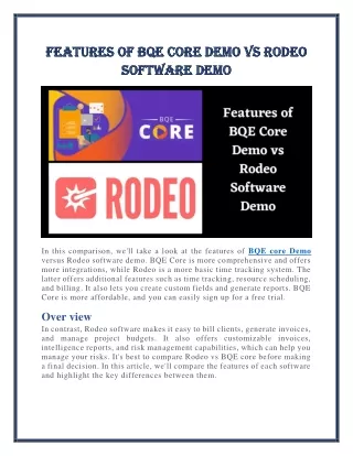 features of features of bqe core software demo