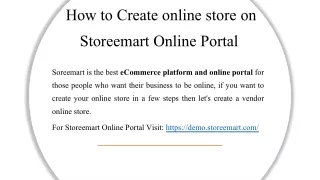 how to create online store on storeemart online portal