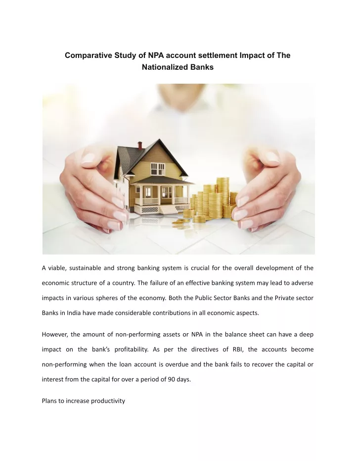 comparative study of npa account settlement